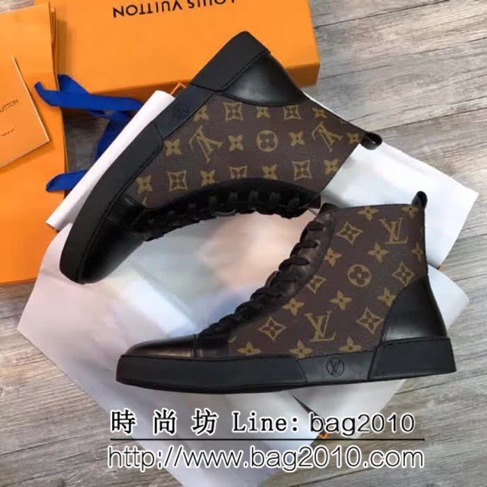 路易威登LV 專櫃新款原版牛皮配老花高幫男士休閒鞋 8FX2223